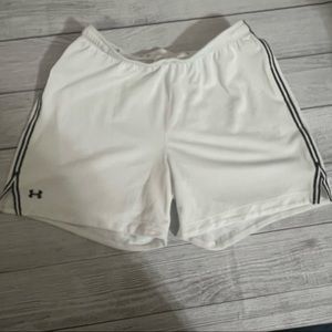 Under Armour Heat Gear White Shorts with Black Sides - Size Medium